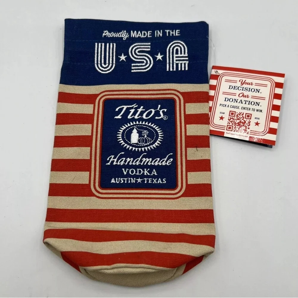 Tito’s Vodka Canvas Drawstring 1 Liter Bottle Bag Burlap 2023